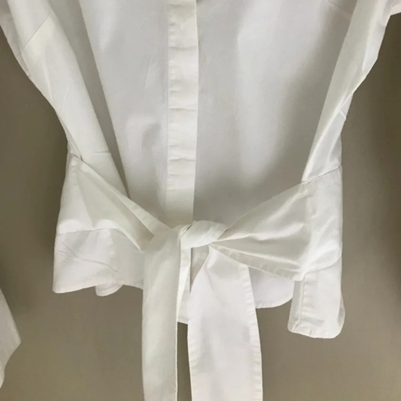 Coldwater Creek Tie Waist White Shirt Xs - Picture 4 of 8